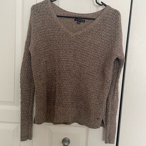 American Eagle Outfitters Taupe V-Neck Sweater